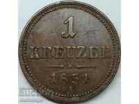 1 Kreuzer 1851 Αυστρία B - Kremnitz