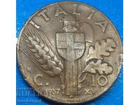 10 Centezimi 1937 Βασιλιάς της Ιταλίας Βίκτωρ Εμμανουήλ Γ'