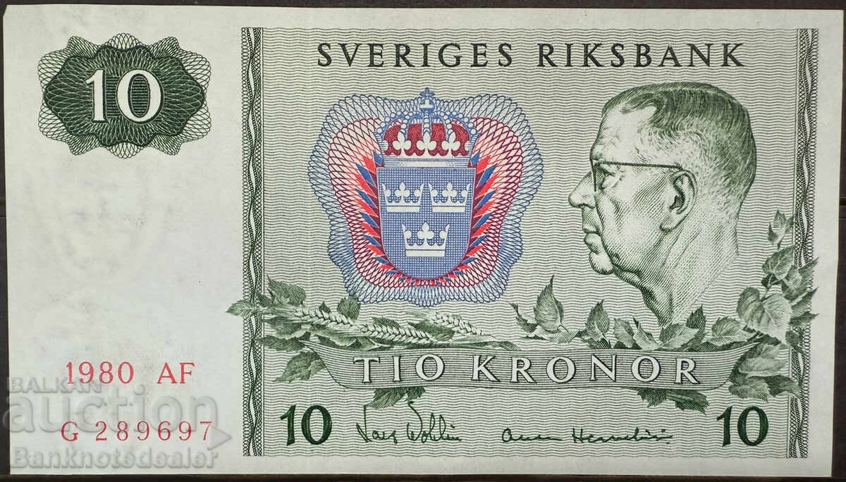 Sweden 10 Kronor 1980 Pick 52a Ref 9697 Uncirculated