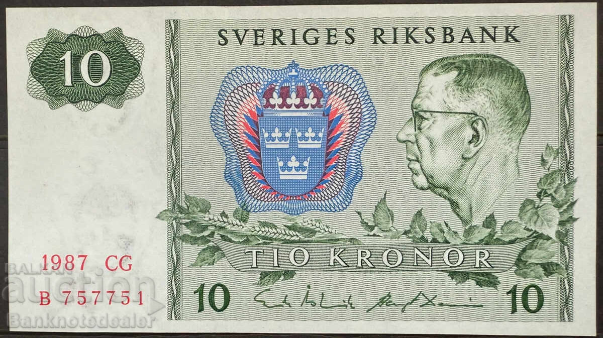 Sweden 10 Kronor 1987 Pick 52d Ref 7751 Uncirculated