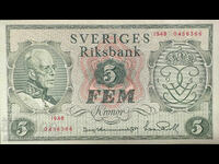 Sweden 5 Kronor 1948 Pick 41a Ref 6366 Uncirculated
