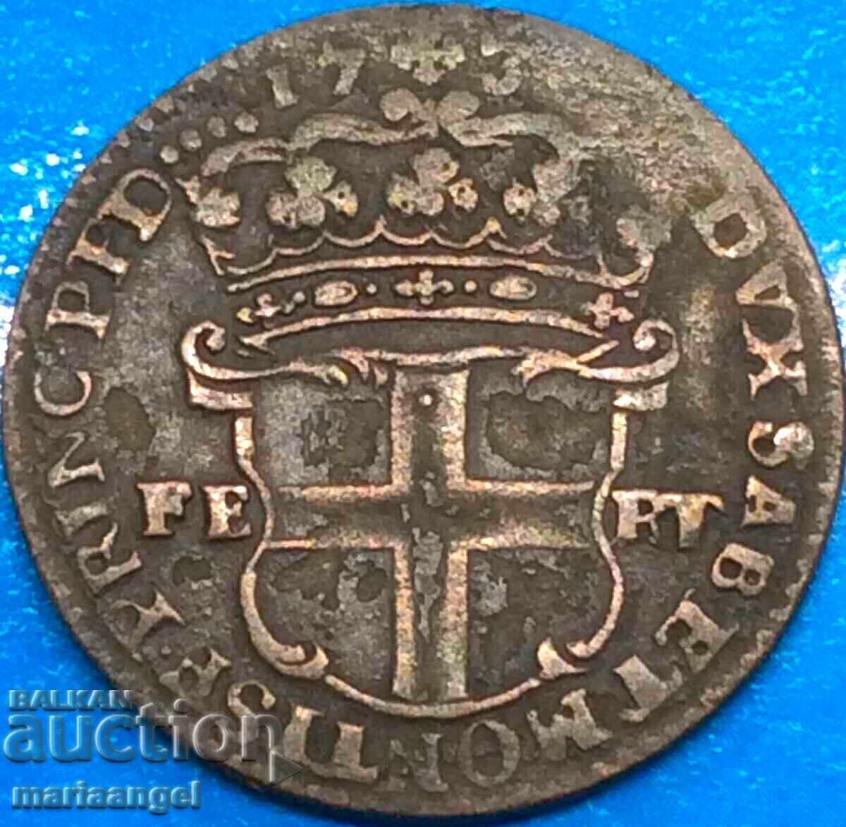 Савой 5 солди 1736 Италия Карло Емануел III (1730-1755) билн - 5 Савой 5 солди 1736 Италия Карло Емануел III (1730-1755) билн - 5