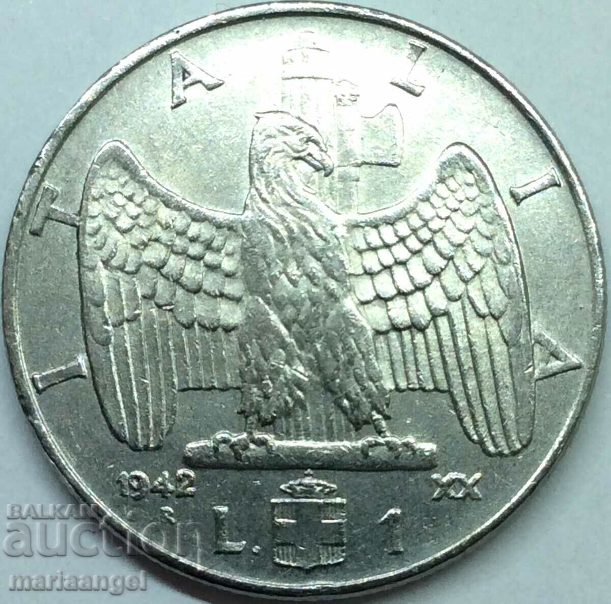 1 лира 1942 Италия Виктор Емануил III фашистски Орел - 7 1 лира 1942 Италия Виктор Емануил III фашистски Орел - 7