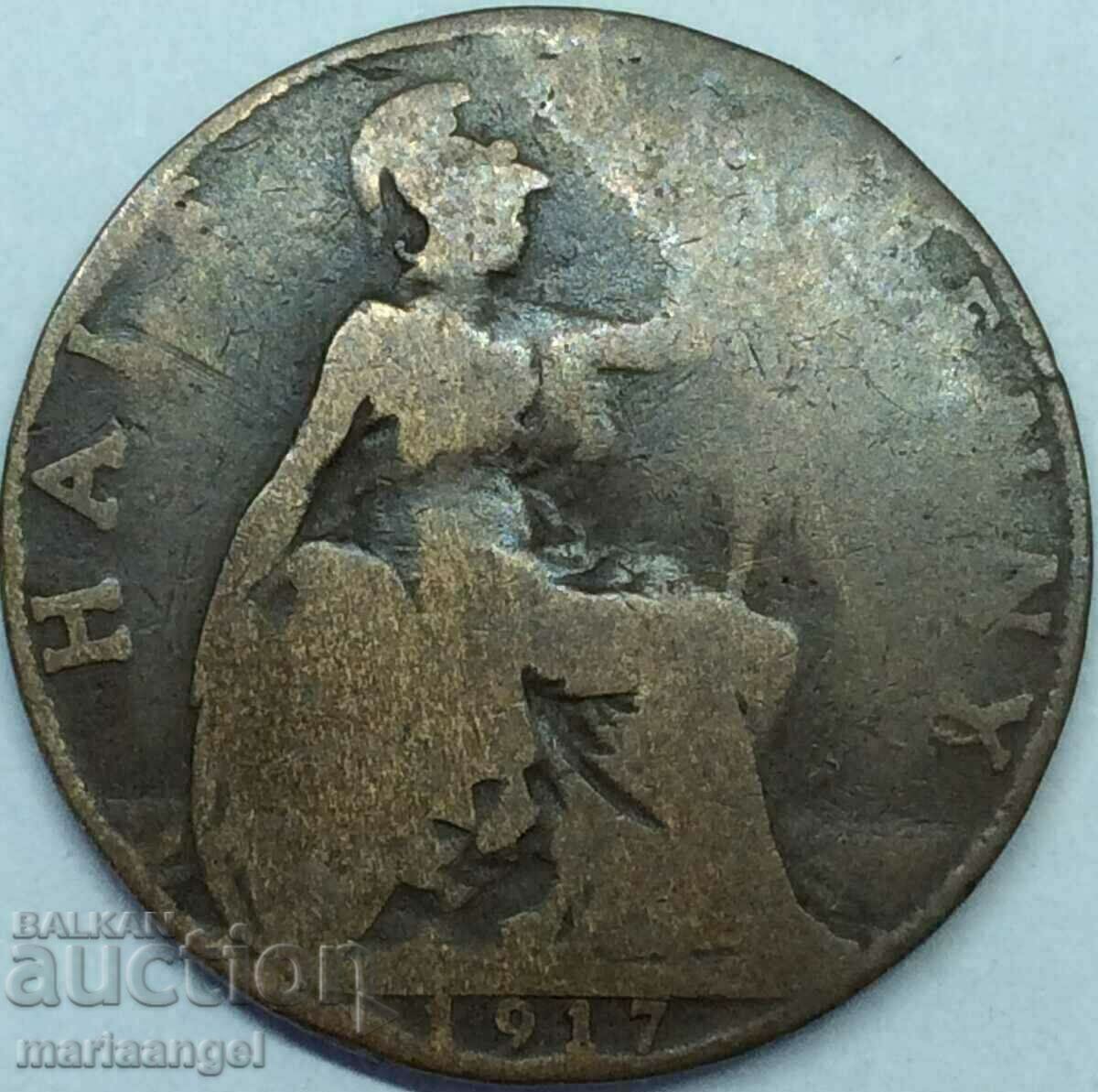 Livrarea Marea Britanie 1/2 Penny 1917 25mm Bronz Livrarea Marea Britanie 1/2 Penny 1917 25mm Bronz