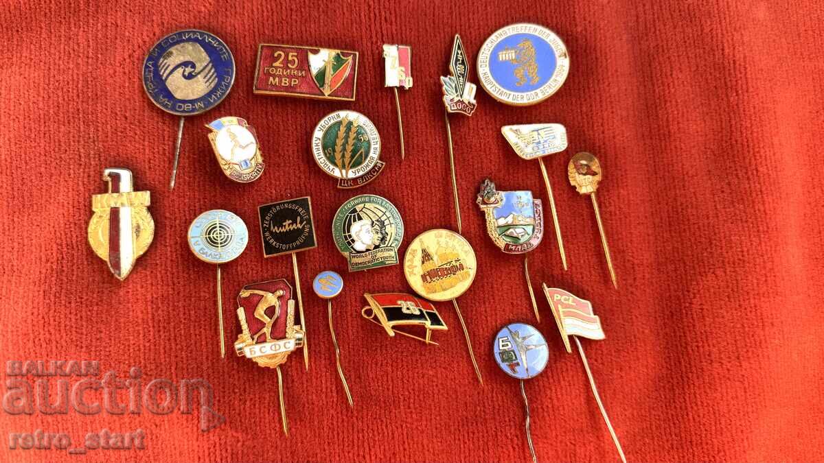 Емайлирани значки лот-20 броя.