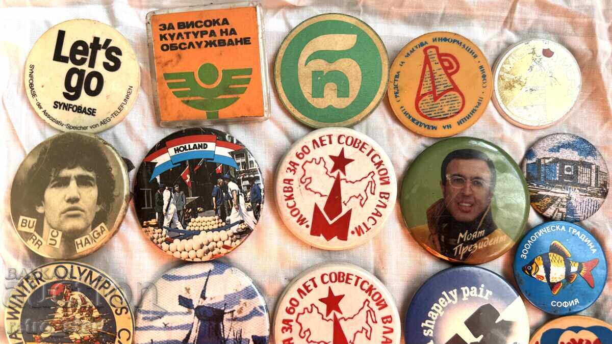 Retro badges, 21 pieces with price 12.00 BGN | € 6.14