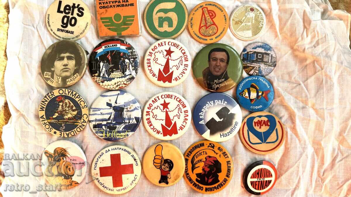 Retro badges, 21 pieces