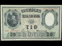Sweden 10 Kronor 1942 Pick 40c Ref 3468 Uncirculated