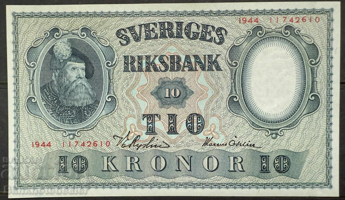 Sweden 10 Kronor 1944 Pick 40e Ref 2610 Uncirculated