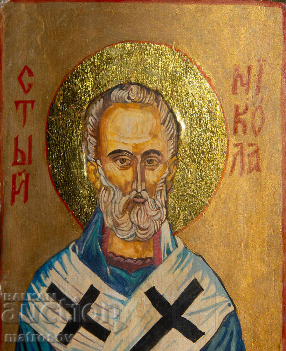 Livrarea Icoană pictată manual, cu vopsele tempera, Sfântul Nicolae Făcătorul de Minuni Livrarea Icoană pictată manual, cu vopsele tempera, Sfântul Nicolae Făcătorul de Minuni