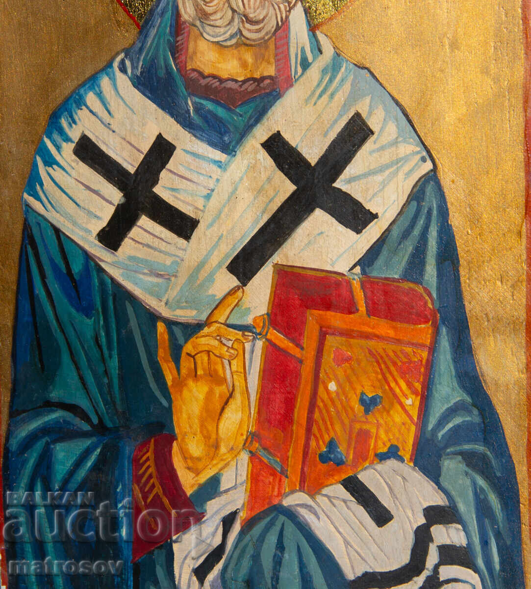 Icoană pictată manual, cu vopsele tempera, Sfântul Nicolae Făcătorul de Minuni - 5 Icoană pictată manual, cu vopsele tempera, Sfântul Nicolae Făcătorul de Minuni - 5