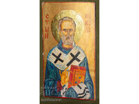 Ръчно рисувана икона, темперни бои, Свети Николай Чудотворец
