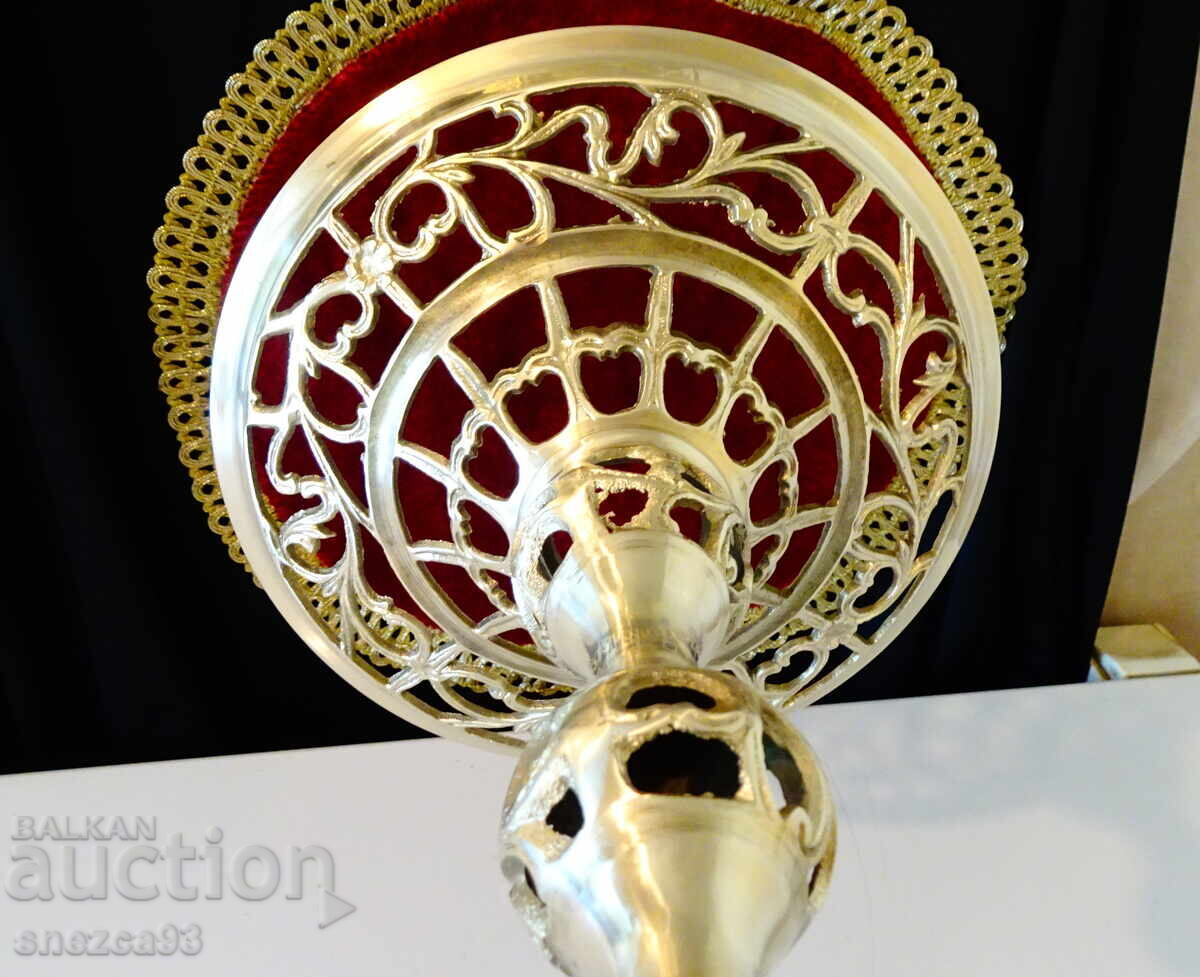 Δημοπρασία Χάλκινο κηροπήγιο Torquato Tamagnini, 44 εκ., με σήμανση Δημοπρασία Χάλκινο κηροπήγιο Torquato Tamagnini, 44 εκ., με σήμανση