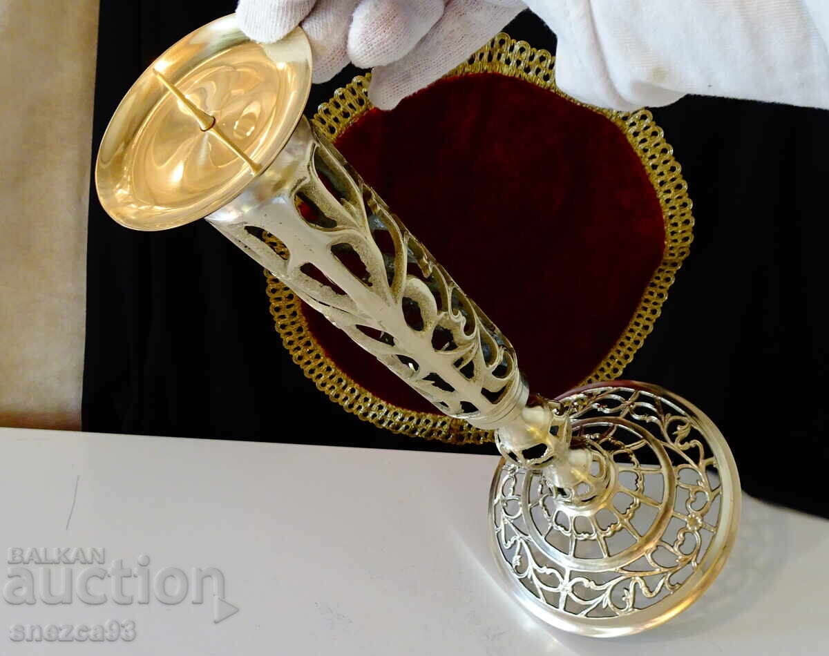 Παράδοση Χάλκινο κηροπήγιο Torquato Tamagnini, 44 εκ., με σήμανση Παράδοση Χάλκινο κηροπήγιο Torquato Tamagnini, 44 εκ., με σήμανση