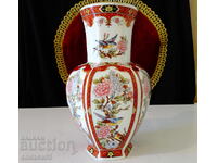 Vază din porțelan japonez Eiwa Kinsei, aur, păsări, flori