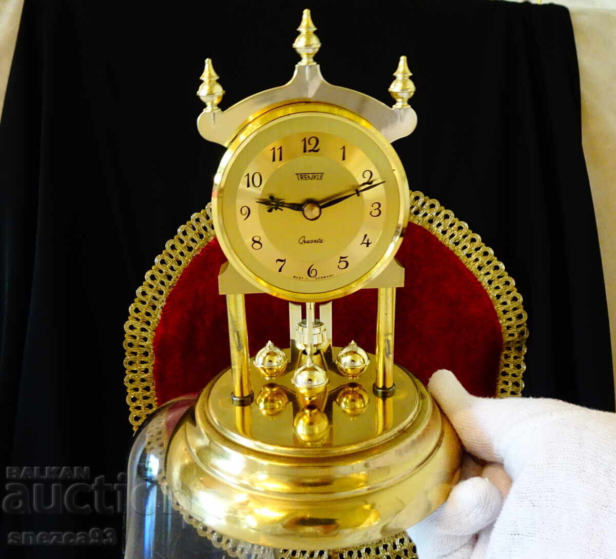 Auction  German Table Clock with Dome by Trenkle
