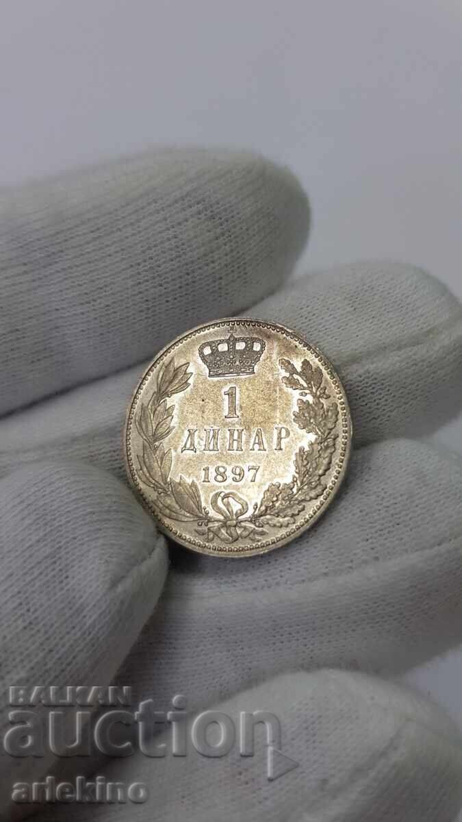 Collectible Silver Coin 1 Dinar 1897 Serbia - 5