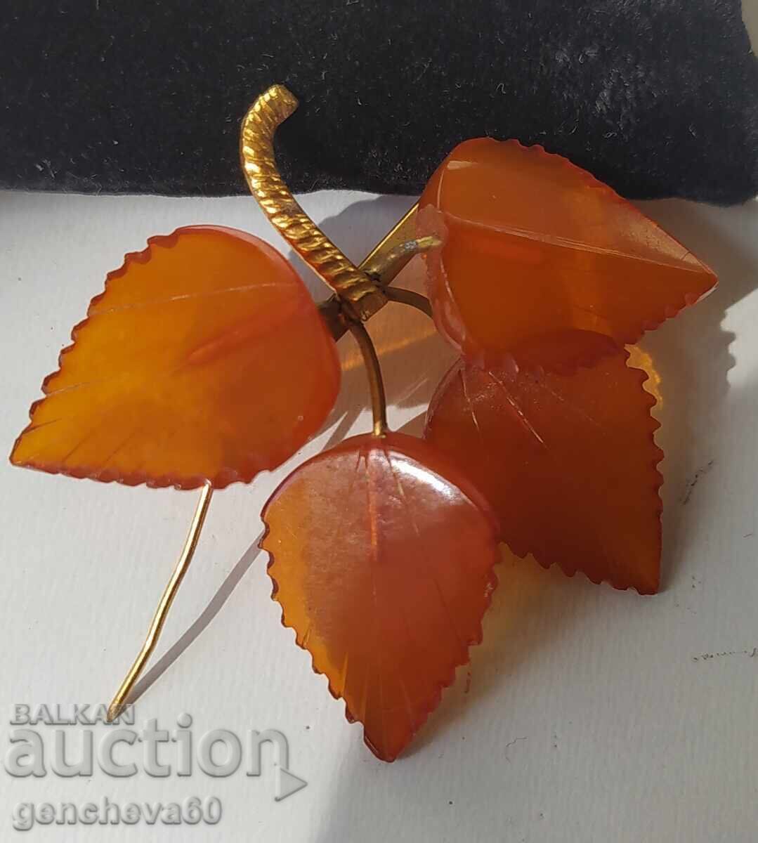 Vintage amber brooch from the 80s. USSR/Kaliningrad with price 50.00 BGN | € 25.56