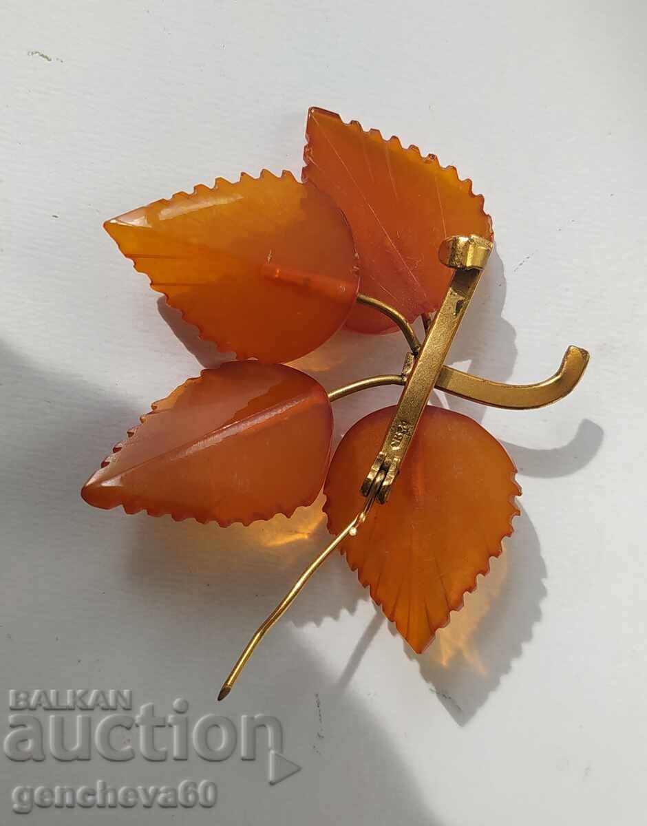 Auction  Vintage amber brooch from the 80s. USSR/Kaliningrad