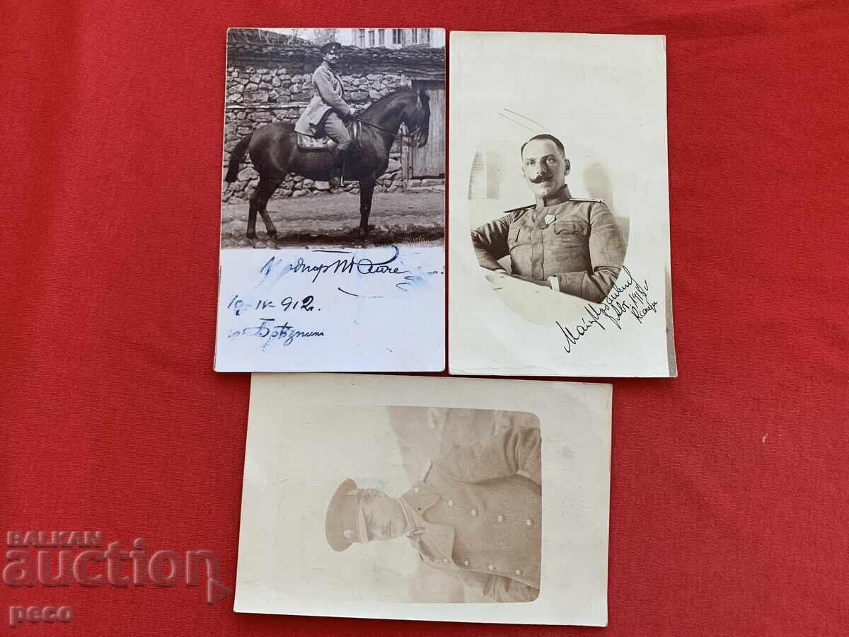 3 bucăți fotografii vechi militare bulgare