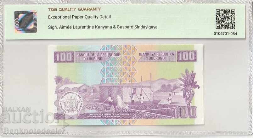 Burundi 100 Francs 2011 Pick B231b Leopard S/N 111 66 EPQ Gem with price 60.00 BGN | € 30.68