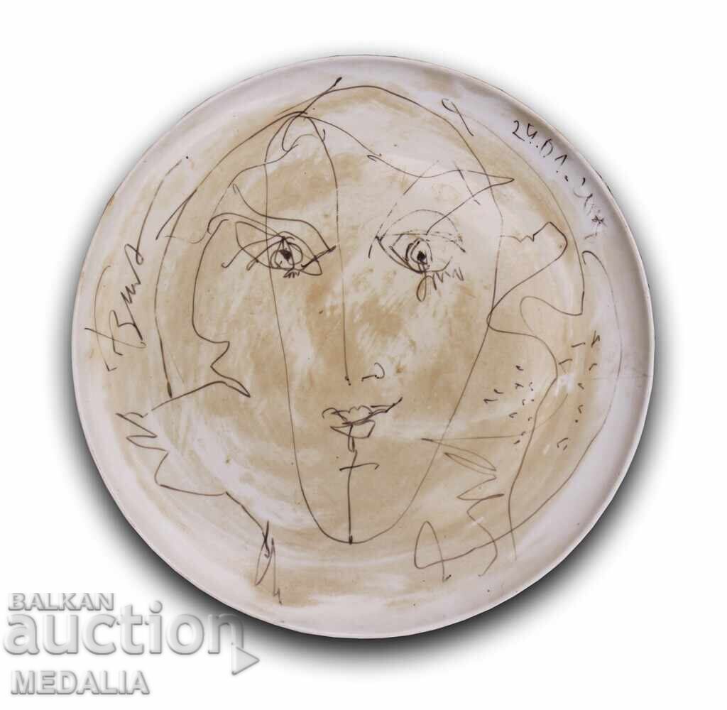 Georgi Trifonov - "Young Woman" - painted porcelain plate