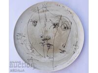 Georgi Trifonov - "Faces" - painted porcelain plate - signed