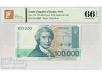 Croația 100000 Dinari 1993 Pick 27a 66 EPQ Gem UNC