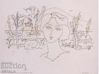 Ευγένιος Μποσιάτσκι - "Κορίτσι από τα Βαλκάνια" - λιθογραφία - υπογεγραμμένη