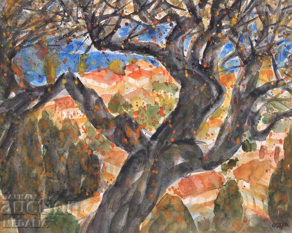 Stoyan Domuschiev - "Landscape" - watercolor - signed Stoyan Domuschiev - "Landscape" - watercolor - signed