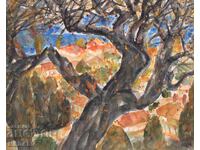 Στοyan Domuschiev - "Τοπίο" - ακουαρέλα - υπογεγραμμένο