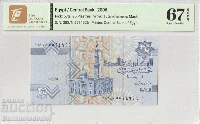 Egypt 25 Piastres 2006 Pick 57g  Superb Gem UNC 67 EPQ