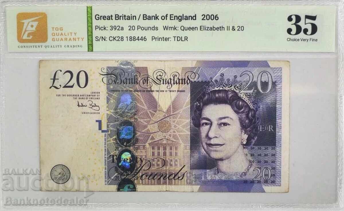 Great Britain 20 Pounds 2006 Pick 392a 35 Choice Very Fine