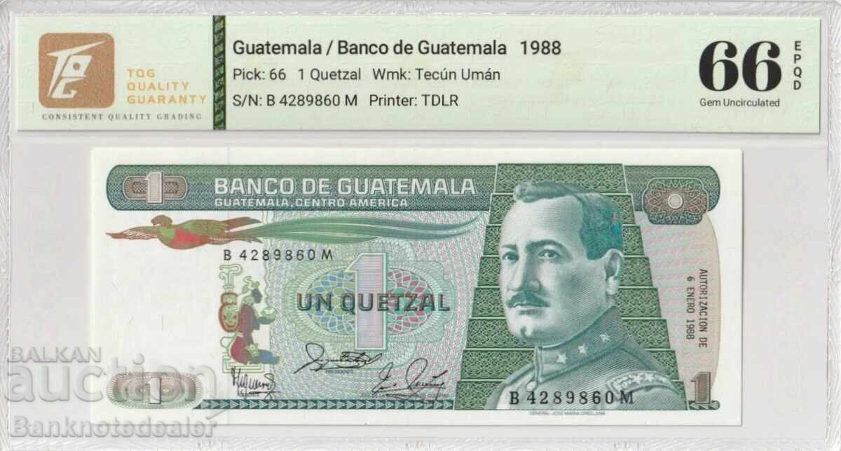 Guatemala 1 Quetzal 1988 Pick 66 Gem UNC 66 EPQ Guatemala 1 Quetzal 1988 Pick 66 Gem UNC 66 EPQ