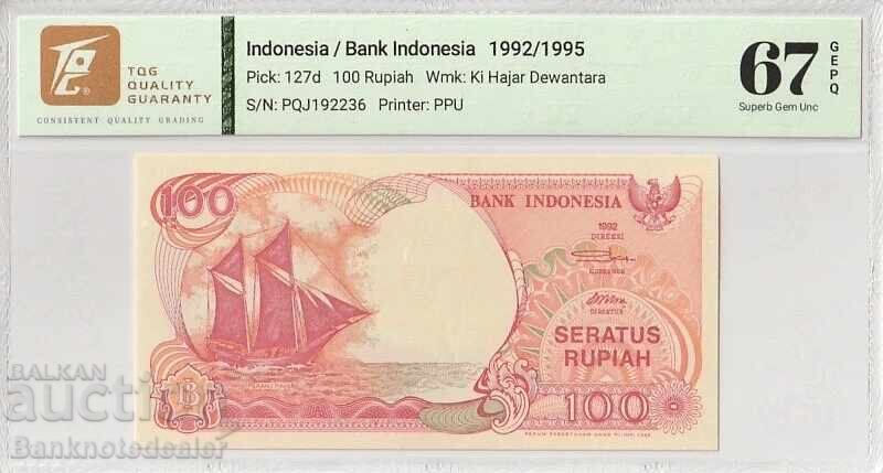 Ινδονησία 100 Ρουπία 1992 Pick 127d 67 EPQ Superb Gem Unc