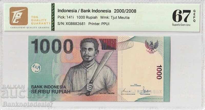 Indonesia 1000 Rupiah 2000 Pick 141i Superb Gem UNC 67 EPQ
