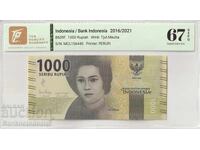 Indonezia 1000 Rupiah 2016 Pick B609f Superb UNC 67 EPQ