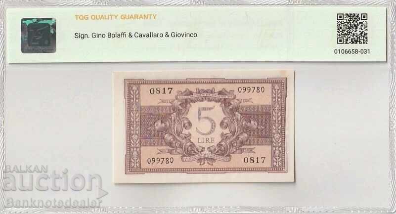 Italy 5 Lire 1944  Pick 31c  UNC 64 Choice 1 с цена 116.00 лв. | € 59.31