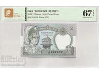 Nepal 2 Rupii 2001 Pick B235f Superb Gem UNC 67 EPQ