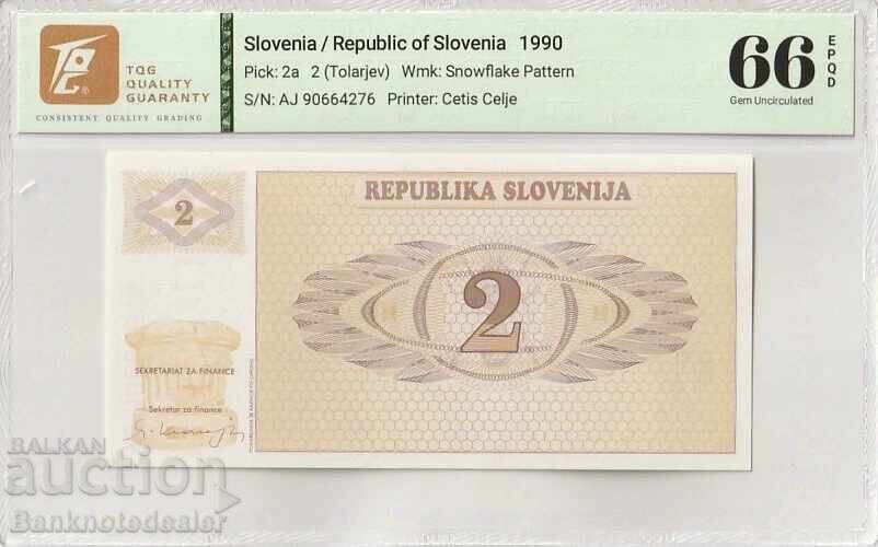 Slovenia 2 Tolars 1990 Pick 2a Gem UNC 66 EPQ with price 65.00 BGN | € 33.23