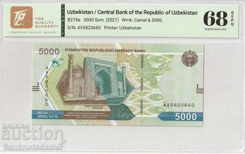 Ουζμπεκιστάν 5000 Som 2021 Pick B 218a Superb Gem UNC 68 EPQ
