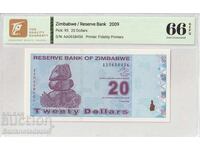 Zimbabwe 20 Dolari 2009 Pick 95 Gem Unc 66 EPQ