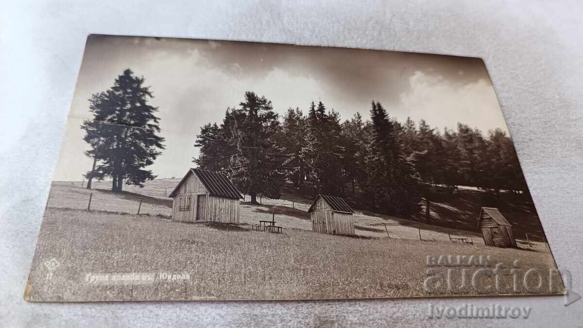 Cartolină poștală Iundola Grup de cabane Gr. Paskov 1933 Cartolină poștală Iundola Grup de cabane Gr. Paskov 1933