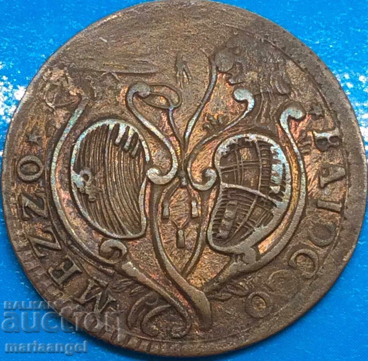 Auction  1/2 Baiocco 1784 Vatican Pius IV (Medici) 1775-1799 28mm Copper