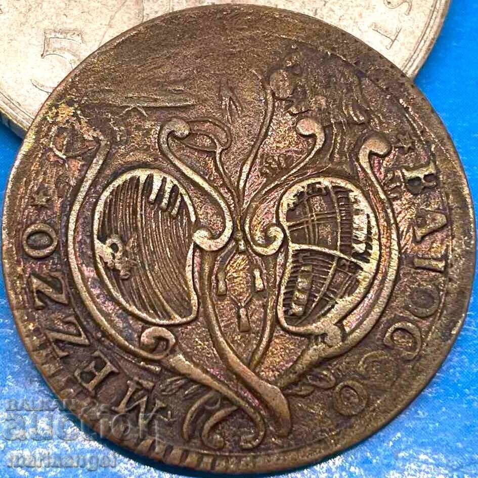 1/2 Baiocco 1784 Vatican Pius IV (Medici) 1775-1799 28mm Copper