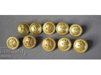 Lot 10 Butoane vechi pentru uniformă militară leu cu coroană 20mm