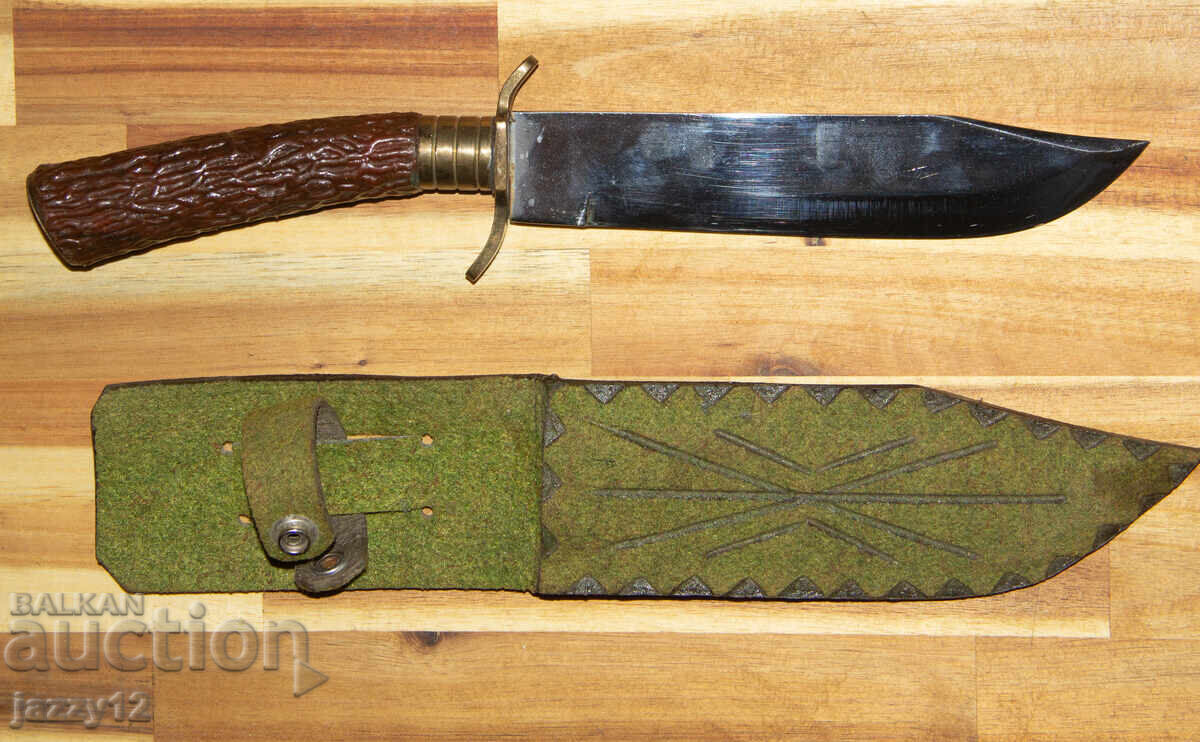 Cuțit de vânătoare solid cu mâner din corn