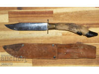 Solid hunting knife with a hoof handle