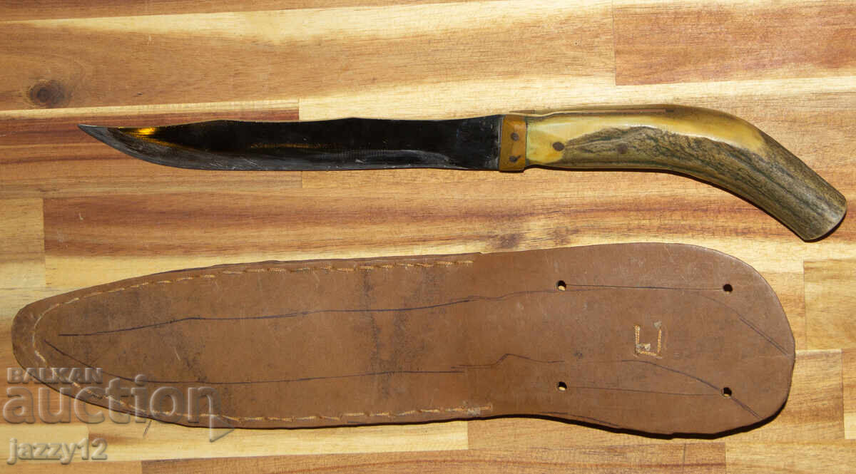Cuțit de vânătoare solid cu mâner din corn - 5