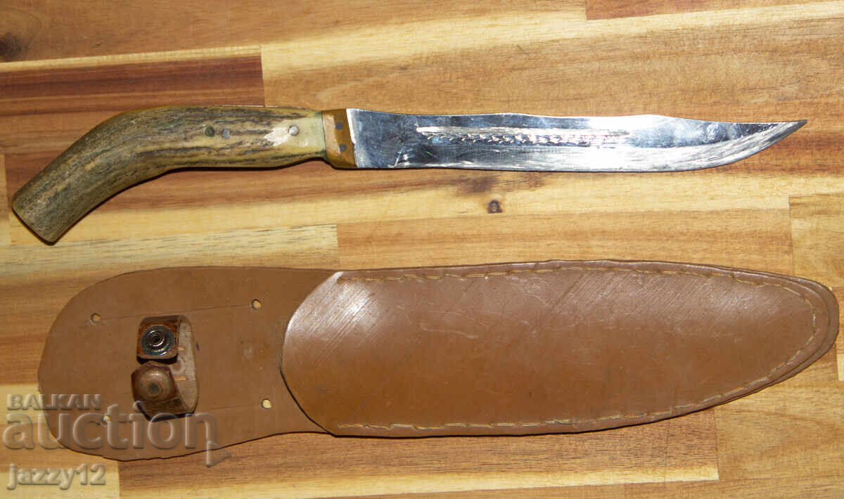 Cuțit de vânătoare solid cu mâner din corn